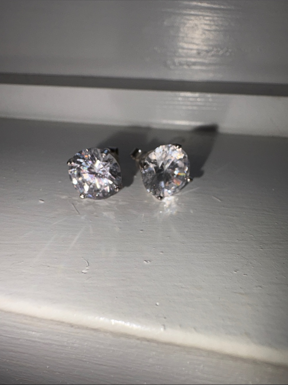 Sterling Silver Faux Crystal Stud Earrings